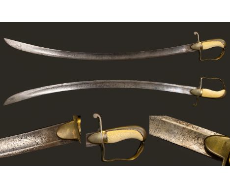 George III Period 1796 Pattern British Light Cavalry Officer's Sword /Sabre features engraved steel blade, Ivory grip, curved