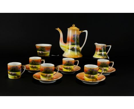 Noritake Tea Set, Comprising 6 Cups & 5 Saucers, Teapot, Milk Jug and Sugar Bowl, In Its Signature Style of Camels In a Deser