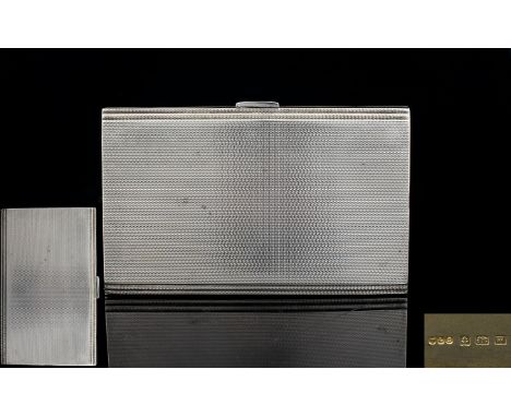 George V - Engine Turned Gentleman's Silver Cigarette Case of Rectangle Form, Solid Structure. Hallmark Birmingham 1921, Make