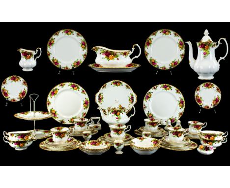 Collection of Royal Albert 'Old Country Roses' comprising coffee pot, teapot, 7 dinner plates, cake stand, sandwich/cake plat