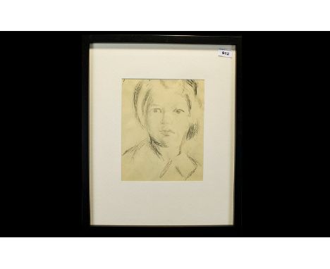 Rowland Suddaby ( 1912 - 1973 ) Portrait Drawing of a Woman. Pencil, 10.5/8 x 8.5 Inches. From a Sketch Book. Provenance - Pu