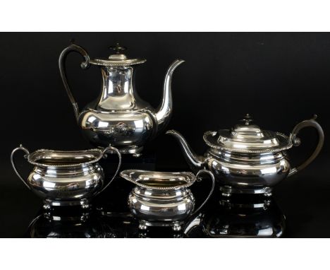 Edwardian Period  Four Piece Silver Plated Tea Service, with silver solder  To include teapot, coffee pot, milk jug and sugar