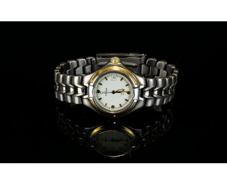 Tissot Titanium T640 Lady Diver 20 ATM Wrist Watch Gold bezel and numerals with cream dial and signature impressed 'T' logo t
