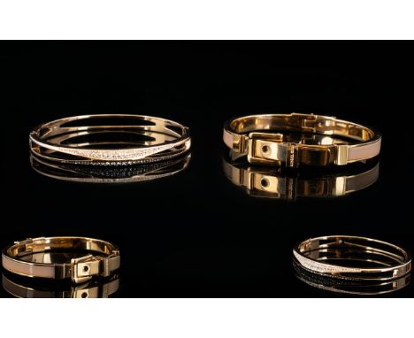 Michael Kors Rose Gold Tone Hinged Clasp Bangles Two in total, each in brand new, unworn condition. Comprising blush enamel a