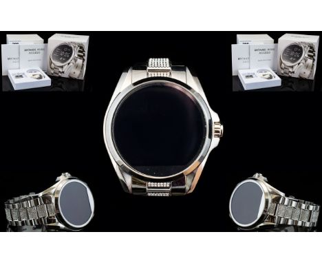 Michael Kors Acess - Digital Display Unisex Stainless Steel Smart Watch - MKT 500. Features Smart Watch Movement, Bluetooth 4