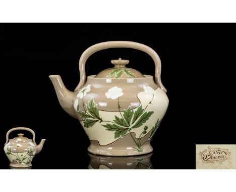 James Macintyre & Co Gesso Faience Bachelor Teapot Floral Design Marked To Underside Of Teapot 6.5 Inches/16.25 cm. Chip To B