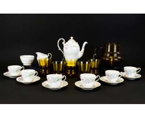 A Part Tea Service By Royal Standard In 'Spring Song' Design Nine pieces in total to include teapot, six cups and saucers, mi