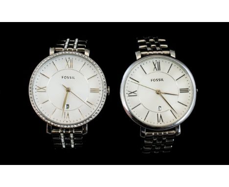 Fossil - Trendy Ladies Jacqueline Steel Watch. ES3545. Features Date Function, Dial Colour White, Japanese Quartz Movement, S