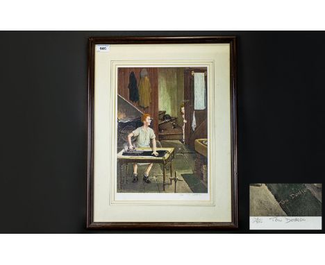 Tom Dodson 1910 - 1991 Artist Pencil Signed Ltd and Numbered Edition Colour Lithograph Print - Titled ' The Press ' Edition o