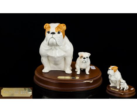 Beswick - Porcelain Dog Figures ' That's My Boy ' Comprises 1/ Large Bulldog - Fawn and White. Model No DA222. Designer Warre