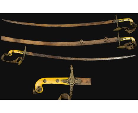 1831 Pattern British Army General Officers Mameluke Sword with ivory handle/grip, bras mounts and steel scabbard. Features br