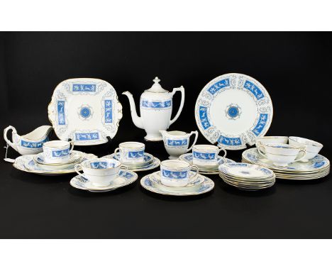 A Large Collection Of Coalport 'Revelry' China To include six dinner plates, sugar bowl, milk jug, two cake plates, five twin