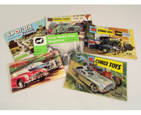 CORGI, DINKY, CATALOGUES ETC.Five 1960's pocket-size catalogues, three Corgi, a Dinky, A Spot-On, plus a Corgi Model Club Mag