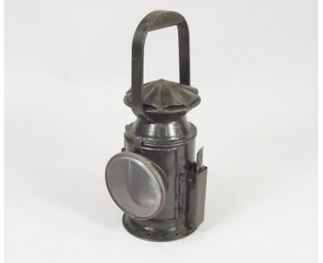 RAILWAY LAMP. A railway lamp, stamped C.E. &amp; S. with arrow mark, dated 1955.