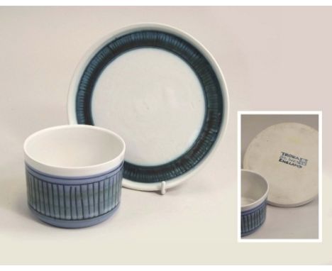 TROIKA. A Troika, St. Ives small plate, 17cm., with Troika St. Ives trident mark &amp; a Troika Pottery small bowl.