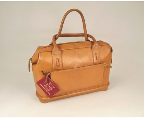 NORRIS COACH HIDE. A vintage Norris Coach hide bag, with original swing label. Height 29cm.