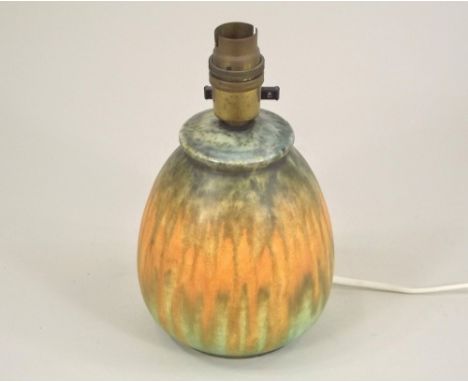 RUSKIN POTTERY. A Ruskin Pottery small lamp base. Impressed Ruskin England, 1932. Height 15cm.