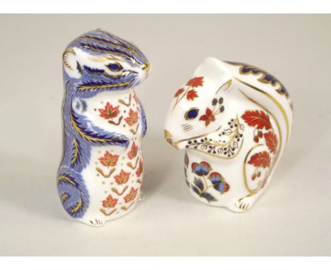 ROYAL CROWN DERBY. Two Royal Crown Derby paperweights (one lacking button).