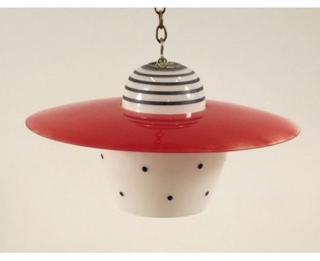 GLASS SHADE. A 1950's two-part glass lamp shade. Diameter 28cm. PLEASE NOTE: Our in-house, postal shipping service is NOT ava