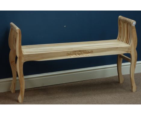 Teak two seat bench, W101cm   Condition Report   Click here for further images, condition, auction times & delivery costs