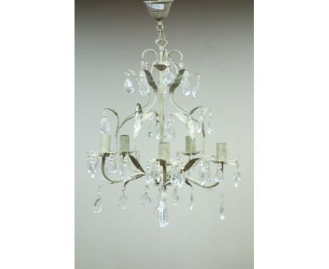 Laura Ashley cream chandelier and a floor standing lamp (2)   Condition Report   Click here for further images, condition, au