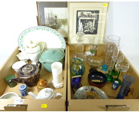 Wedgwood China coffee pot and matching jug and sugar bowl, other Wedgwood, Royal Worcester posy vase, Edwardian cut glass dec