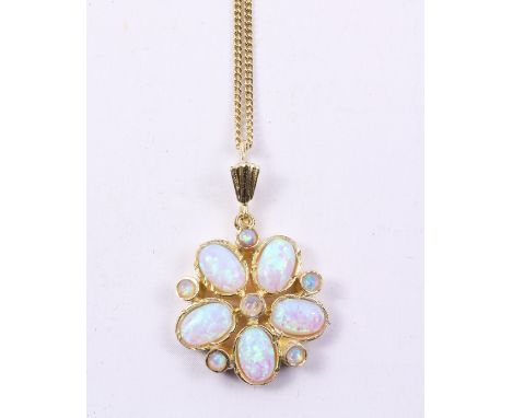 Opal flower gold-plated pendant necklace   Condition Report   Click here for further images, condition, auction times & deliv