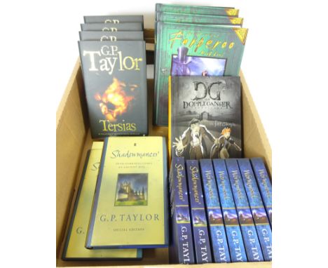 G.P Taylor First Edition books; 'Woodworm' (4), 'Shadowmancer' (2), 'Doppleganger' (1), 'Tersias' (4) and 'Shadowmancer' Spec