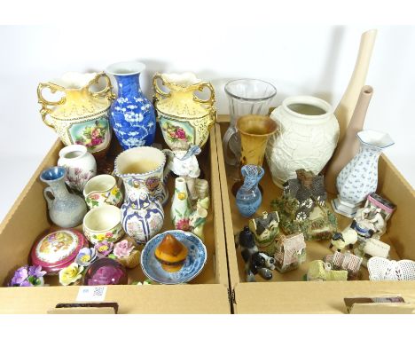 David Winter and Lilliput Lane Cottages, Goebel, Poole type jug, Caithness vase, other decorative ceramics and glassware in t