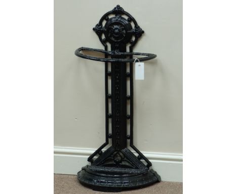 Early 20th century cast iron stick stand, black painted, H75cm   Condition Report   Click here for further images, condition,