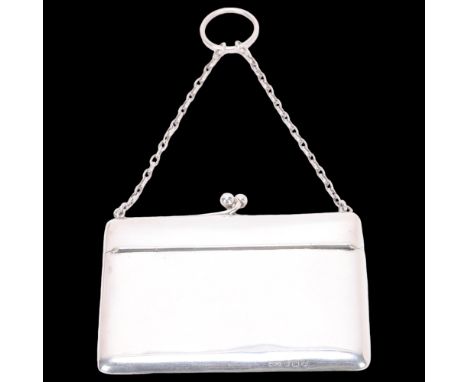 An Art Deco George V silver visiting card case, Henry Williamson Ltd, Birmingham 1912, reg. no. 602254, 10.5cm x 7cm, 3.4oz g
