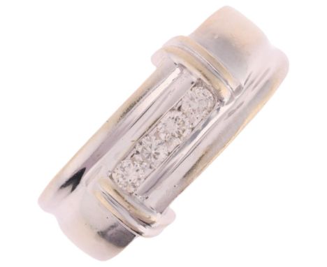 A 14ct white gold diamond band ring, channel set with modern round brilliant-cut diamonds, total diamond content approx 0.25c