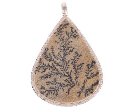 A large sterling silver dendrite panel pendant, 87.2mm, 39.1g . Condition Report: No damage or repair