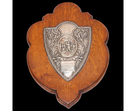 A George V silver-mounted oak 'Davyhulme Park Golf Club Challenge Shield' trophy plaque, James Fenton & Co, Birmingham 1925, 