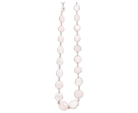 A sterling silver moonstone Riviere necklace, set with round and oval cabochon moonstones, 52cm, 24.8g . Condition Report:New