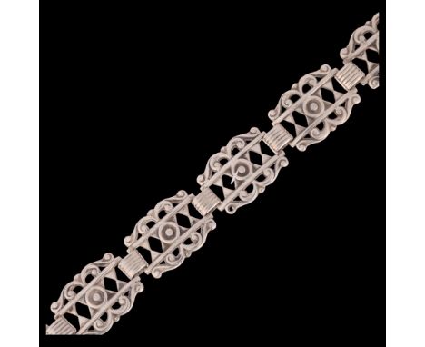 HORSENS SOLVVAREFABRIK - an Art Deco style Danish silver openwork panel bracelet, 19cm, 25.7g . Condition Report:No damage or