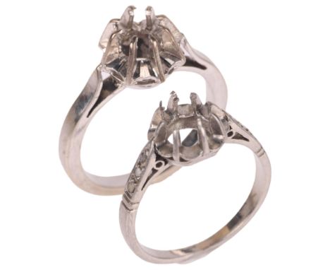2 ring mounts, comprising 18ct white gold, size G, 3g, and platinum, size F, 2g (2) . Condition Report:Lot sold as seen unles