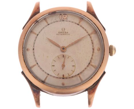 OMEGA - a gold plated stainless steel "Bumper" automatic wristwatch head, ref. 2479-5, circa 1947, silvered dial with gilt ar
