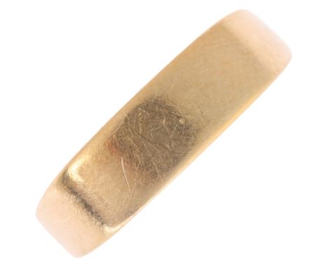 An 18ct gold signet ring, setting height 5.4mm, size P, 2.5g (A/F) . Condition Report:Shank has been cut, ring is heavily wor