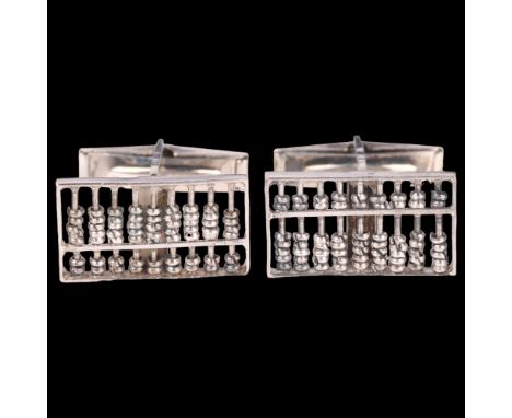 A pair of Chinese novelty sterling silver abacus cufflinks, 20.2mm, 8g . Condition Report:No damage or repair, only general s