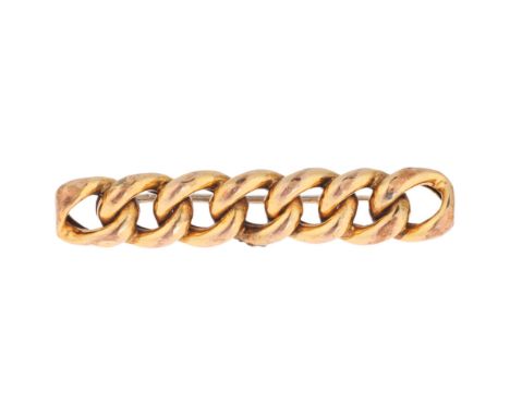 An Antique 9ct gold hollow curb link bar brooch, 45.6mm, 4g . Condition Report:General wear to high points and a few light de