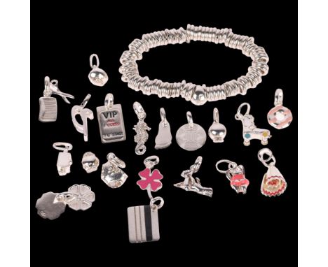 LINKS OF LONDON - a sterling silver bracelet and a quantity of sterling silver charms, both boxed . Condition Report:Lot sold