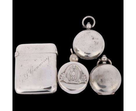 Various silver, including 9ct gold hinged sovereign case, Vesta case, etc (4) . Condition Report:Lot sold as seen unless spec