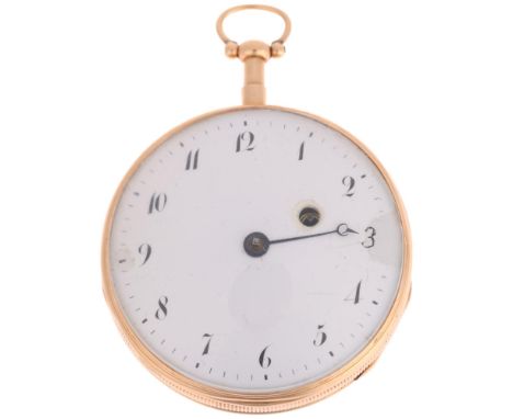 A 19th century German 18ct gold open-face key-wind quarter repeater pocket watch, by Fredric Winkhaus of Carthausen, white en