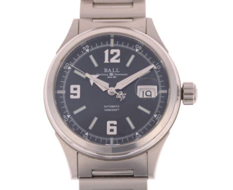 BALL - a stainless steel Fireman Racer automatic calendar bracelet watch, ref. NM2088C, circa 2014, black dial with quarterly