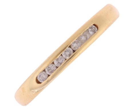 An 18ct gold diamond quarter eternity ring, channel set with modern round brilliant-cut diamonds, total diamond content appro