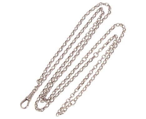 An Antique silver belcher link chain necklace, with silver dog clip, 44cm, 18.8g . Condition Report:A few links have been rep
