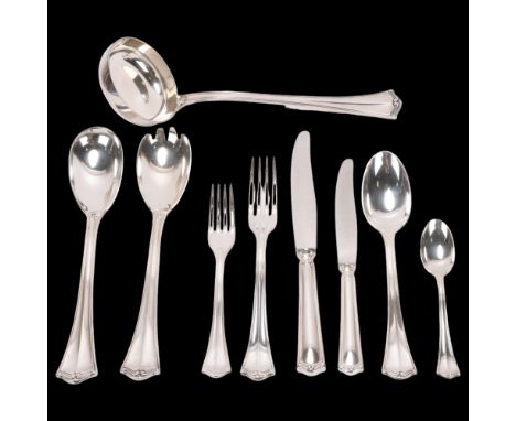 SAMBONET - a set of Italian silver plated cutlery for 12 people, comprising dinner knives and forks, dessert knives forks and
