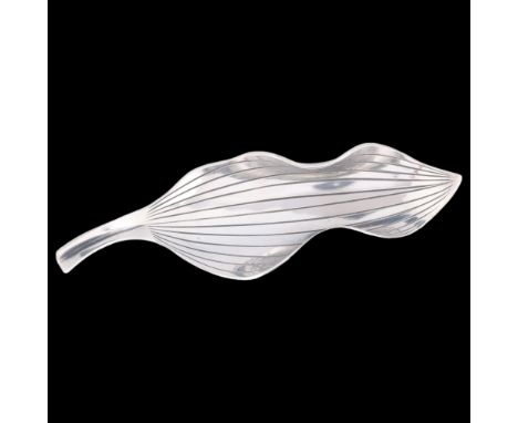 ANTON MICHELSEN - a Danish modernist sterling silver leaf brooch, designed by Gertrude Engel Rougie, 66.4mm, 8.3g . Condition