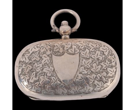 An Edwardian silver full and half sovereign case, Smith & Bartlam, Birmingham 1907, allover engraved floral decoration with s